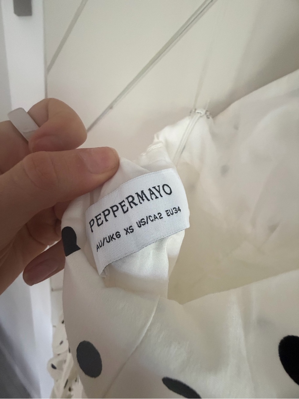 Peppermayo White Polka Dot One-Shoulder Mini Dress - Picture 9 of 11